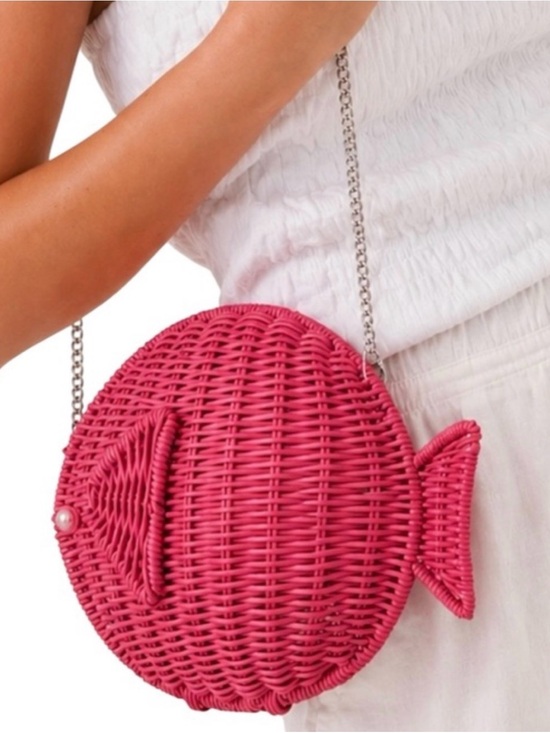 Tommy Bahama Handbags - New Tommy Bahama Pink Woven Fish Crossbody Bag